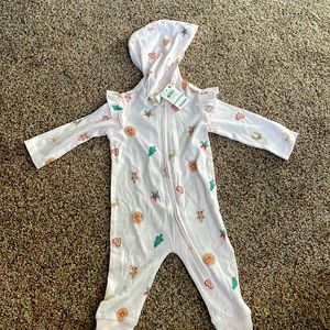 First Impressions pink hooded winter-themed overalls. 3-6 months